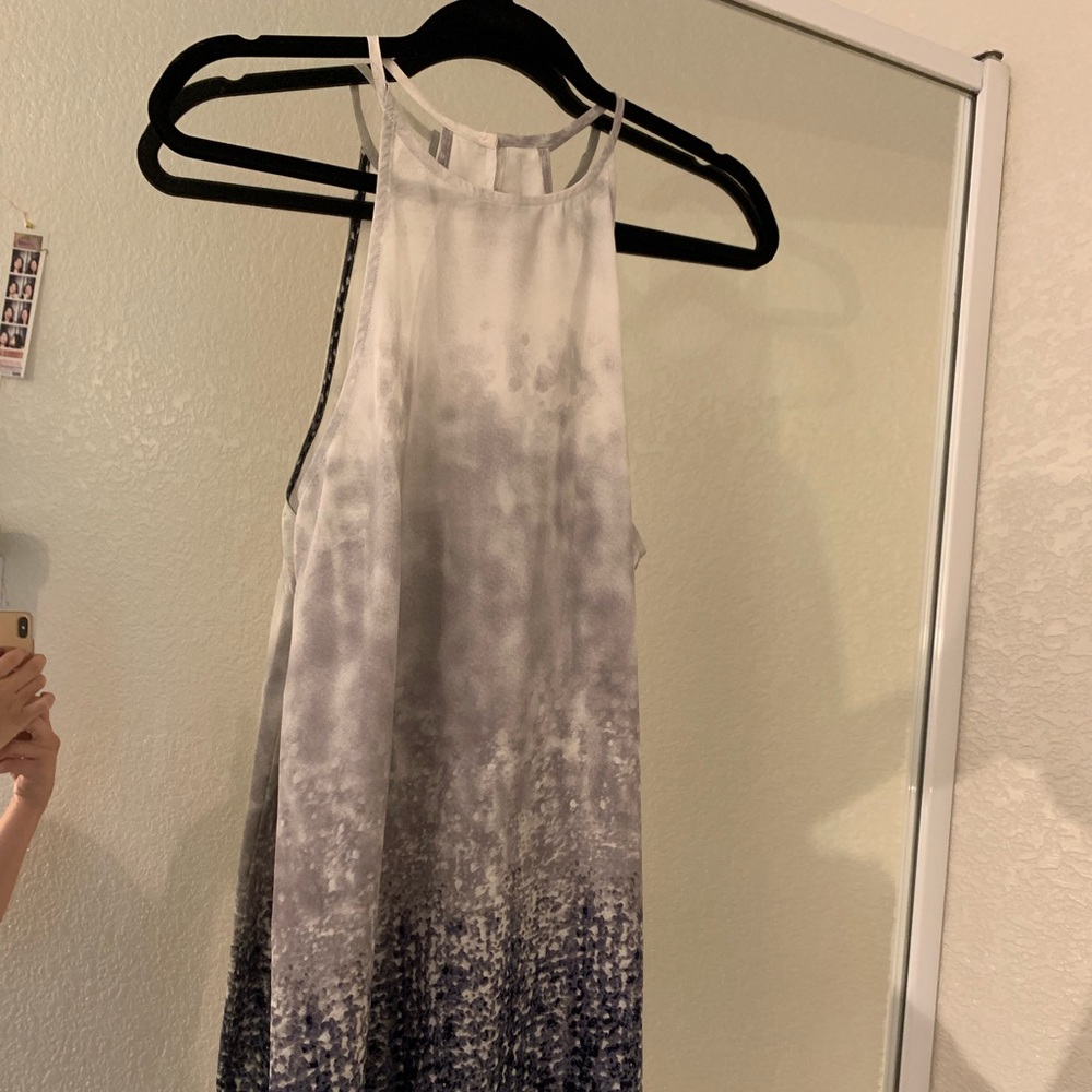 High neck sleeveless watercolor mini dress